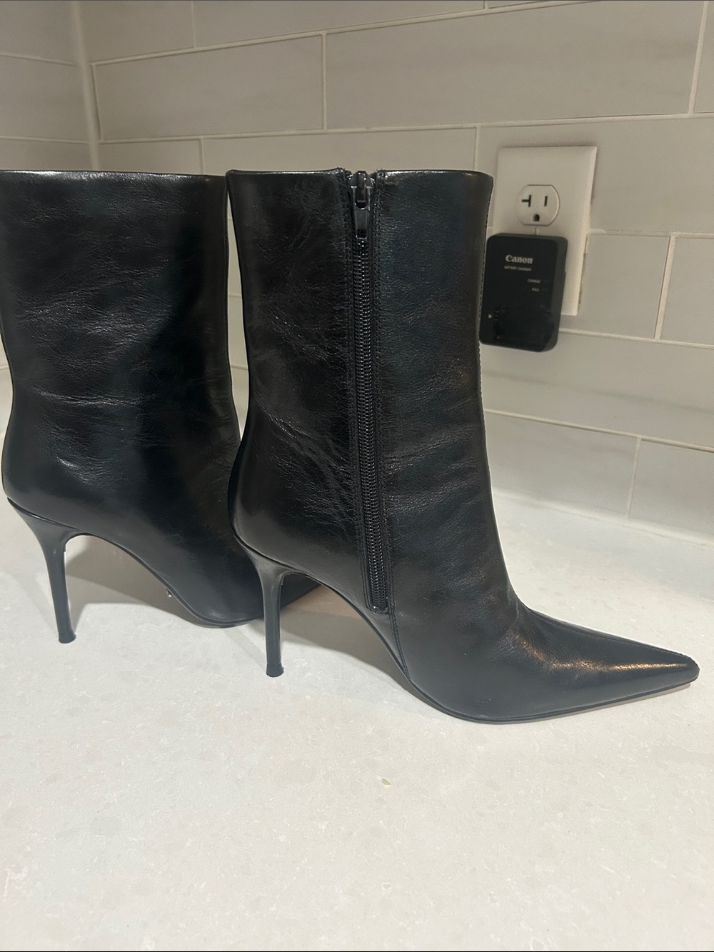 Tony Bianco Black Pointed Toe Stiletto Ankle Boots